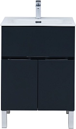 Aquanet Тумба под раковину Алвита New 60 1 ящик 2 дверцы антрацит матовая – фотография-4